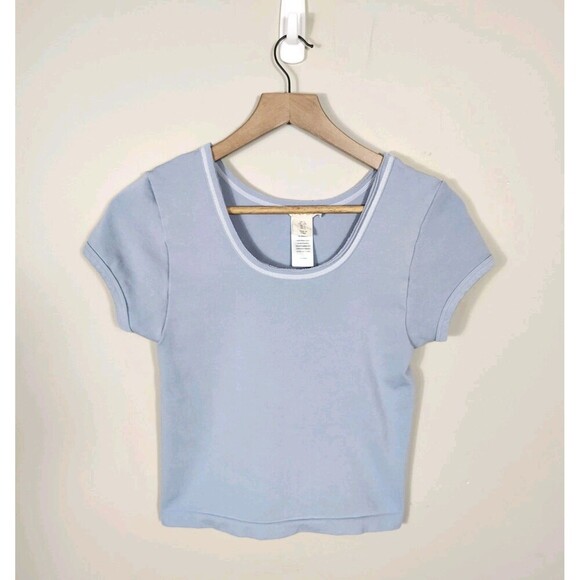 Happily Grey Tops - Minimalist Fitted Scoop Neck Tee Size L Stretchy Capsule Wardrobe Basic Clean